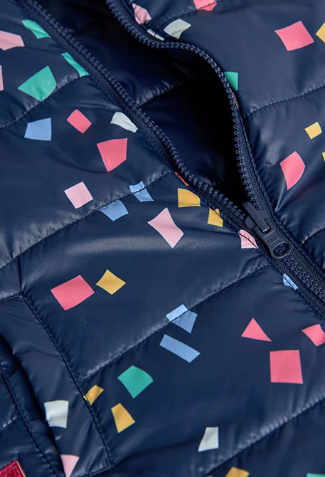 Gilet bambina in tessuto tecnico reversibile blu