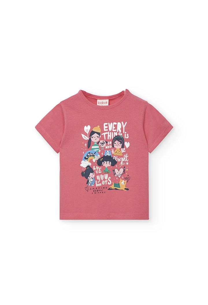Camisola menina malha rosa
