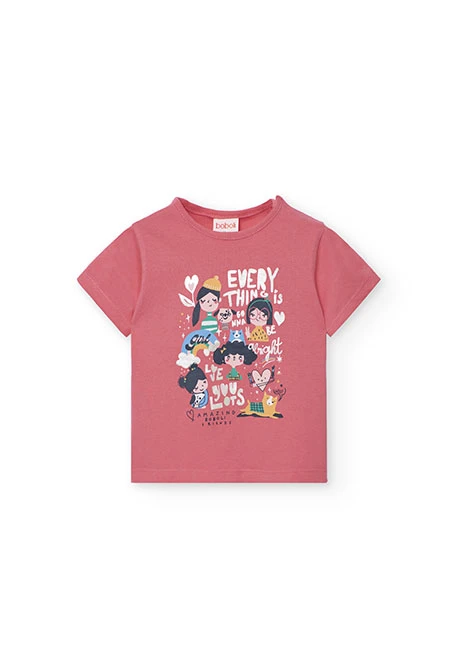 Camiseta niña punto rosa