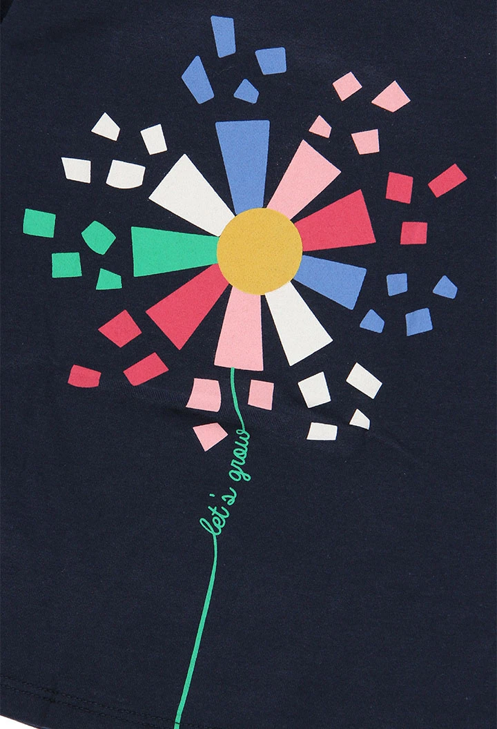 Abito di maglia blu marino con fiori