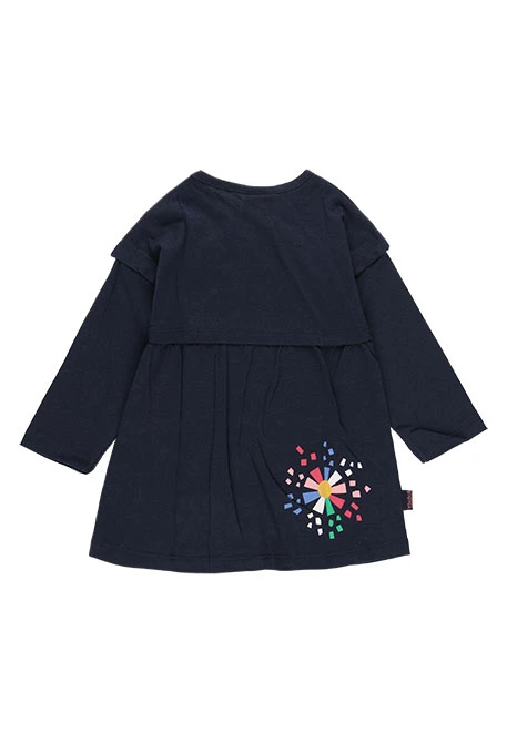 Navy blue knitted dress with flowers