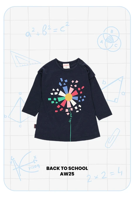 Robe en tricot bleu marine avec des fleurs