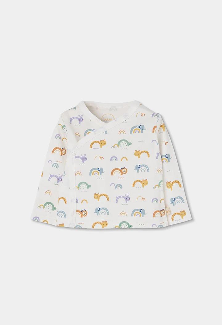 Pack maille bébé blanc imprimé arc-en-ciel et animaux