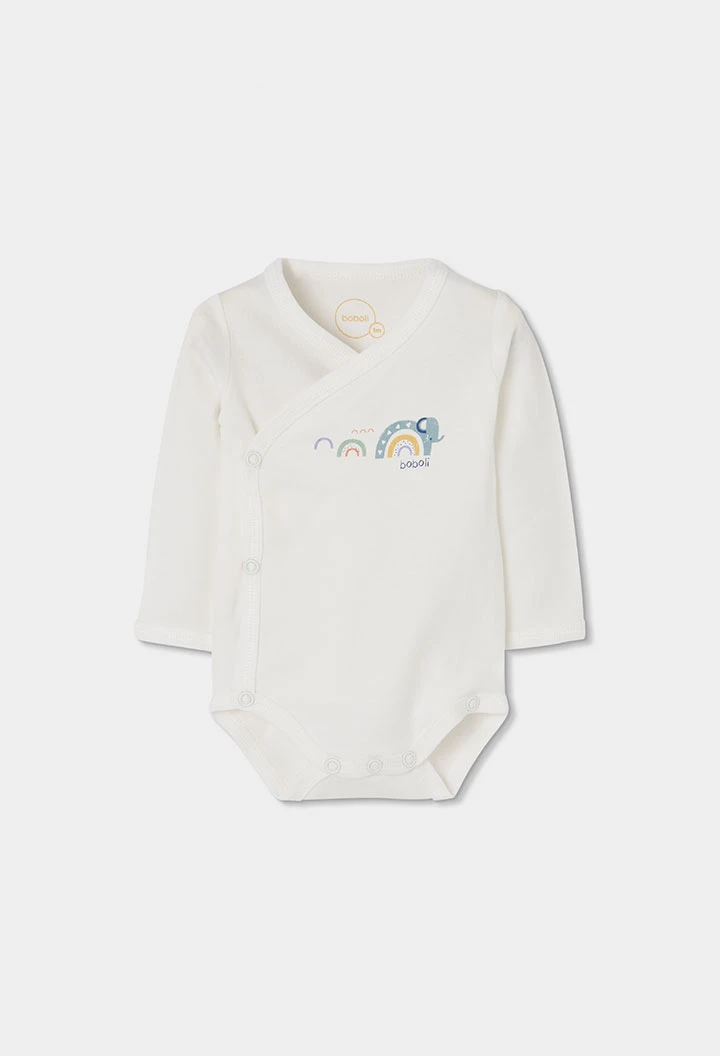 Pack maille bébé blanc imprimé arc-en-ciel et animaux
