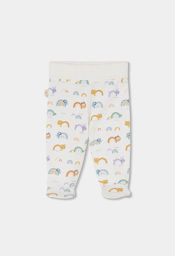 Pack maille bébé blanc imprimé arc-en-ciel et animaux