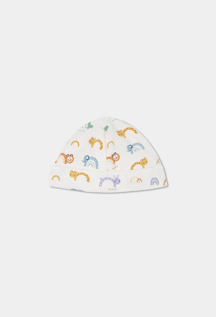 Pack maille bébé blanc imprimé arc-en-ciel et animaux