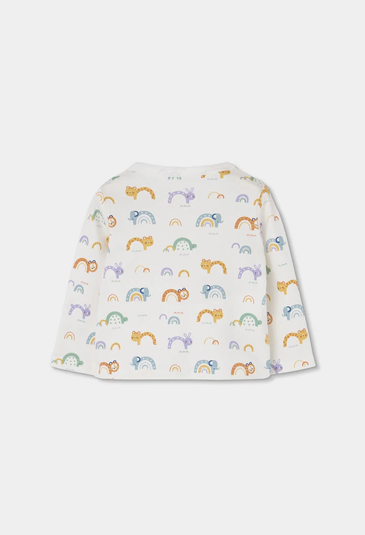 Pack maille bébé blanc imprimé arc-en-ciel et animaux