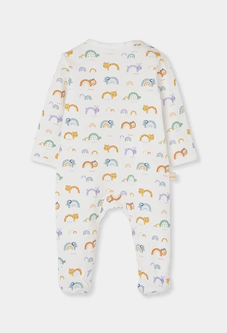 Pelele bebé estampado animales y arcoíris blanco