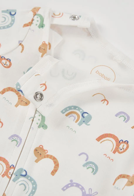 Pelele bebé estampado animales y arcoíris blanco