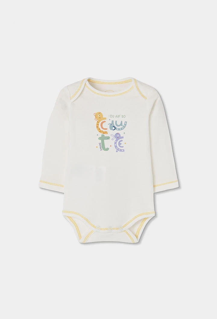 Pack 2 bodies bébé blancs imprimé animaux