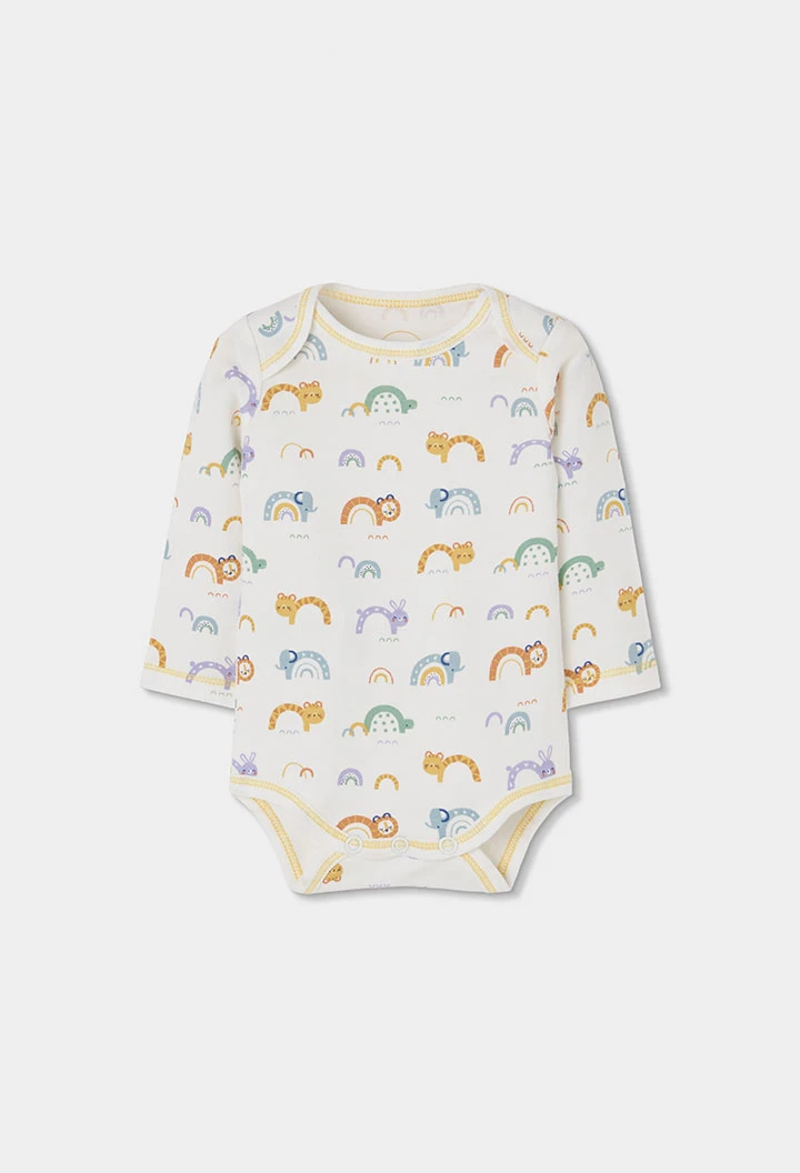 Pack 2 bodies bébé blancs imprimé animaux