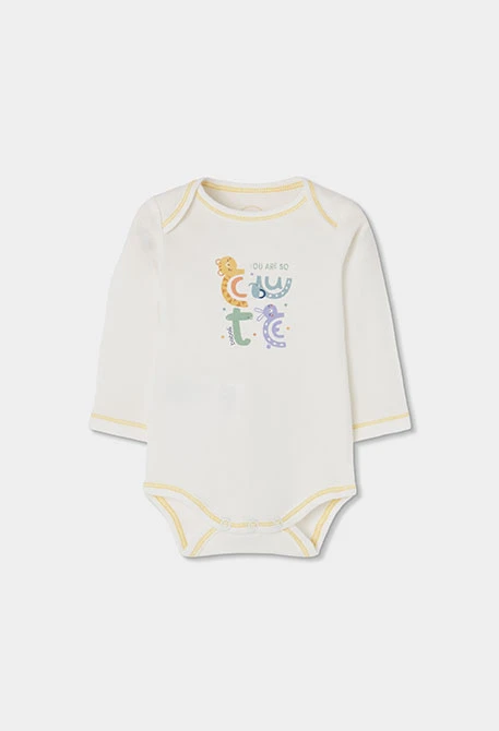 Pack of 2 white baby bodysuits with animal print