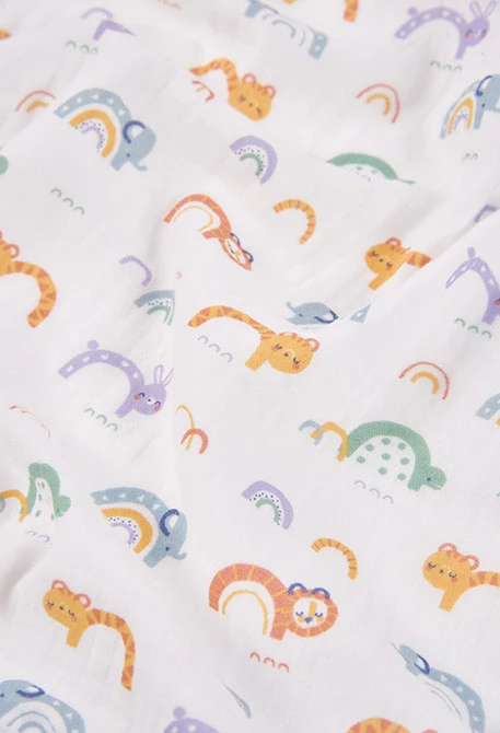 Pack canastilla bebé algodón estampado animales