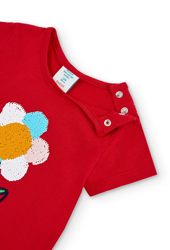 Camiseta punto "Flor" de bebé niña