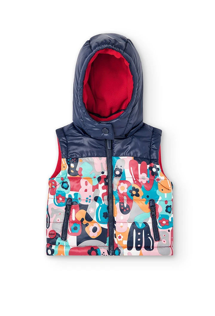 Technical fabric vest for baby girl