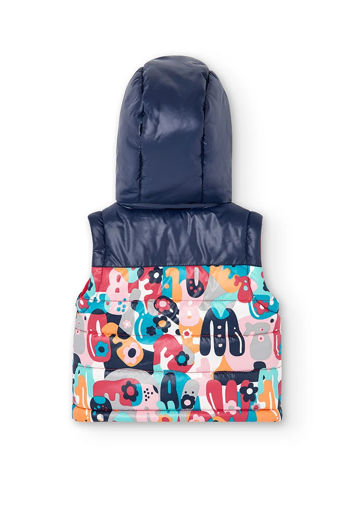 Technical fabric vest for baby girl