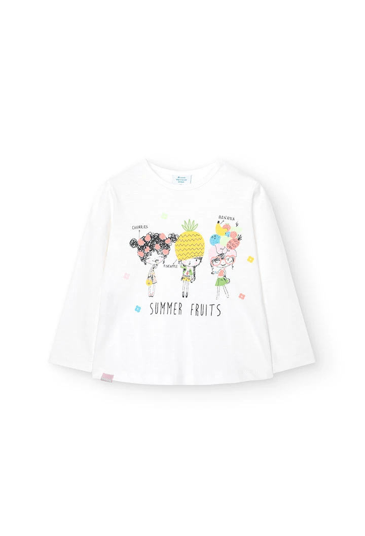 Camiseta de punto de bebé niña en color blanco