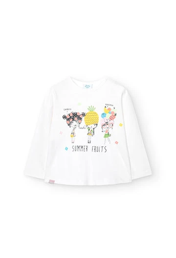T-shirt tricoté pour bébé fille en blanc