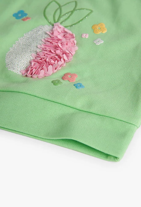 Baby girl's green plush sweatshirt