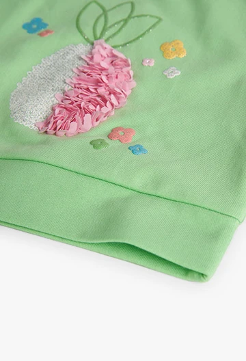 Felpa in tessuto felpato da neonata verde