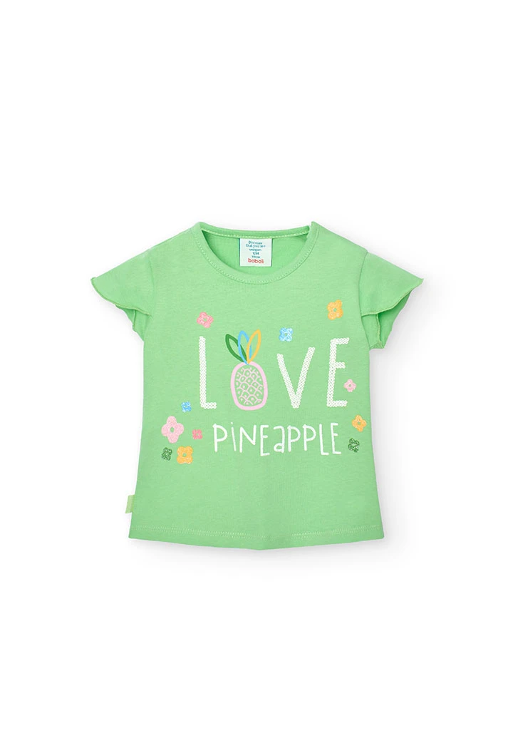 T-shirt tricoté pour bébé fille en vert