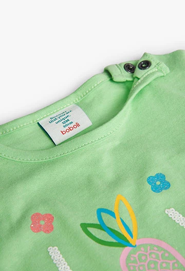 Camisola de malha de bebé menina de cor verde