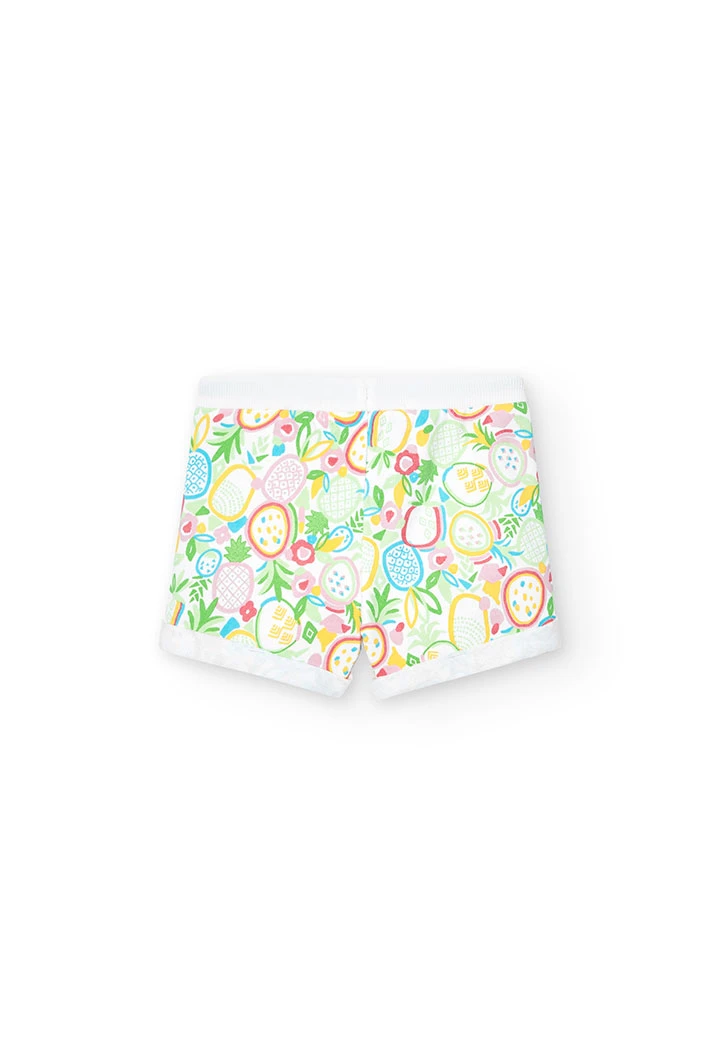 Jeans - Bermuda-Shorts gestrickt, für Baby-Mädchen, mit Aufdruck,  in Farbe Grün