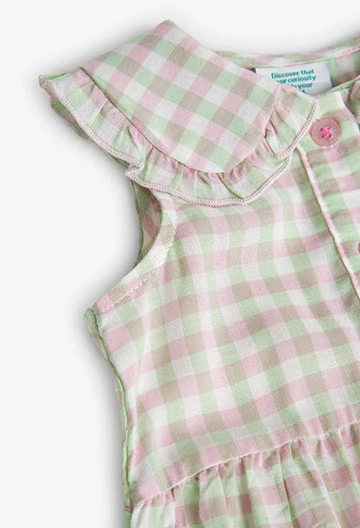 Vestito in viscosa a quadri da neonata