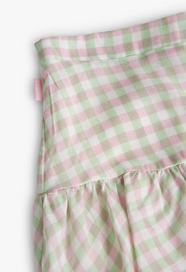 Falda de viscosa de cuadros vichy de bebé niña