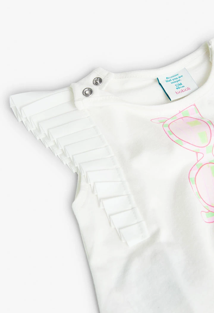 Camisola de malha de bebé menina em branco