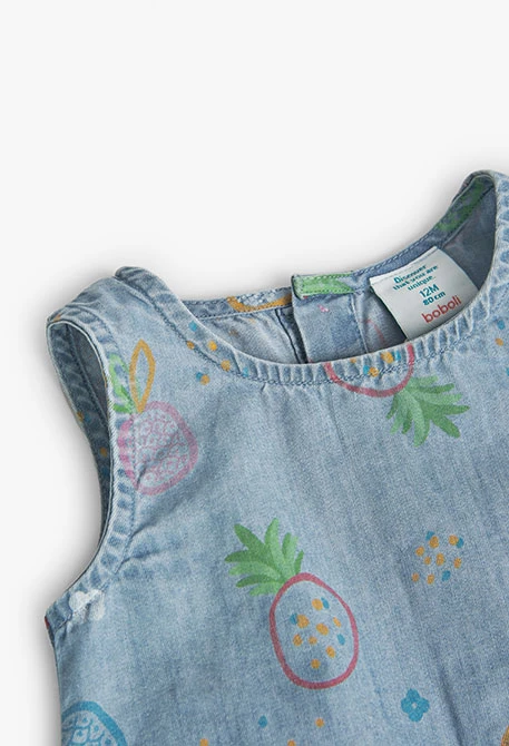 Baby girl's printed denim top
