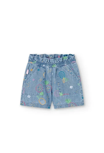 Jeans Bermuda-Shorts, für Baby-Mädchen, mit Aufdruck, in Farbe Grün