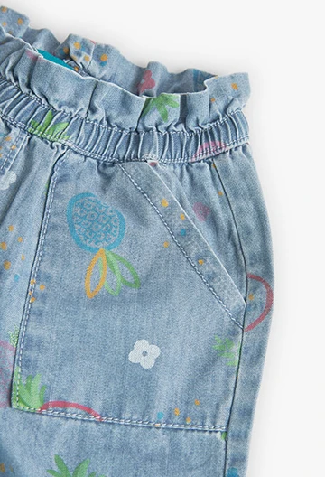 Jeans Bermuda-Shorts, für Baby-Mädchen, mit Aufdruck, in Farbe Grün