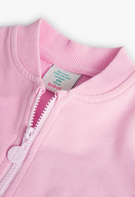 Veste molleton à capuche pour bébé fille en rose