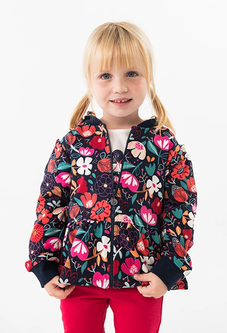 Fleece jacket for baby girl with floral print