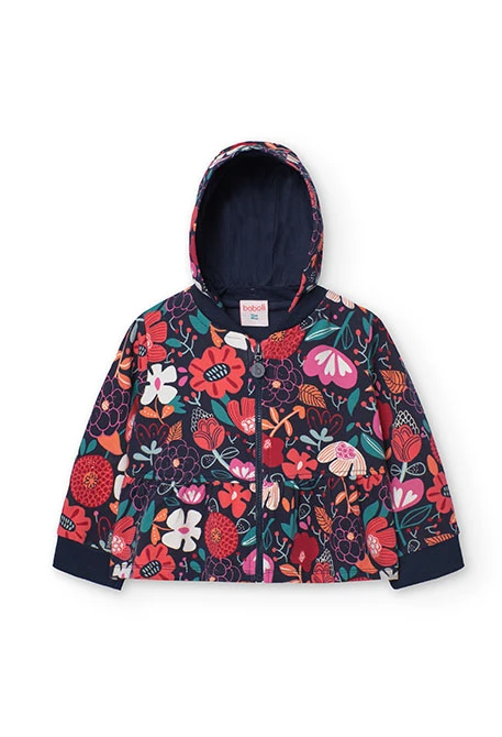 Fleece jacket for baby girl with floral print