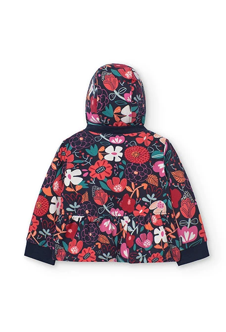 Fleece jacket for baby girl with floral print