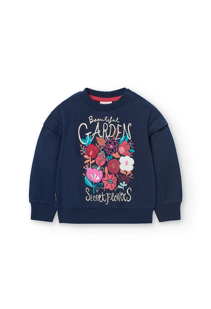 Navy blue fleece sweatshirt for baby girl