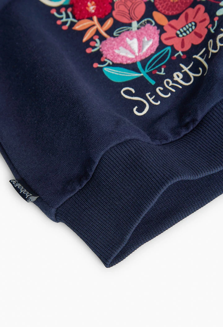 Sweat en molleton pour bébé fille en bleu marine