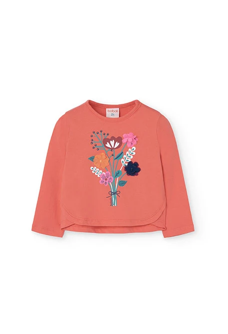 Camiseta de punto para bebé niña en naranja