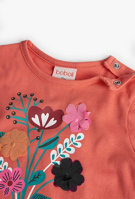 Camiseta de punto para bebé niña en naranja