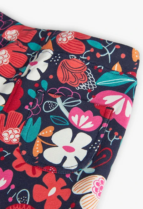 Pantalón de felpa para bebé niña estampado de flores