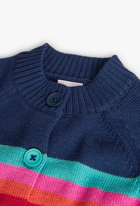 Strickjacke für Baby-Mädchen in Weiß mit Streifenmuster