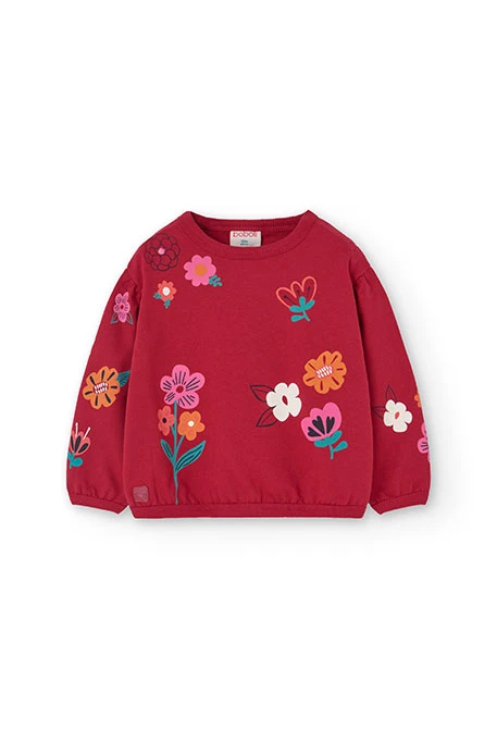 Frottee-Sweatshirt für Baby-Mädchen in Rot