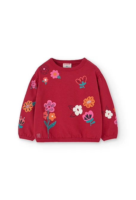 Red fleece sweatshirt for baby girl