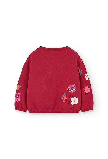 Red fleece sweatshirt for baby girl