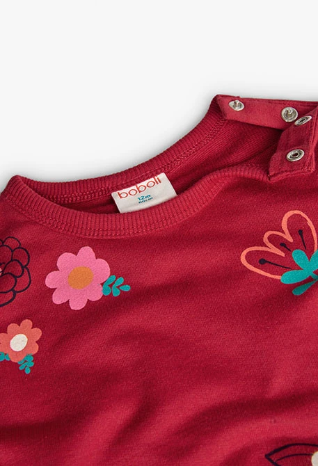 Red fleece sweatshirt for baby girl