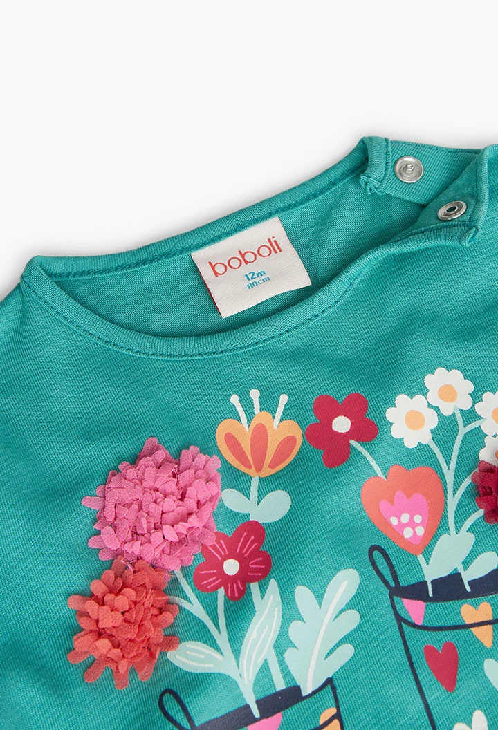 Camiseta de punto para bebé niña en verde