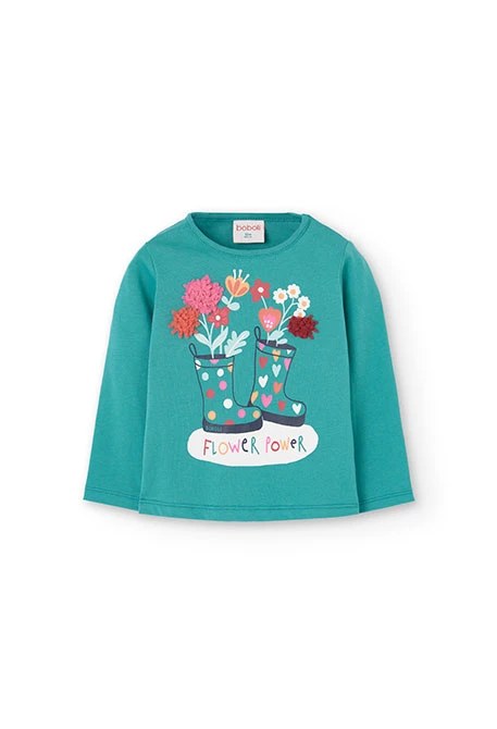 Camiseta de punto para bebé niña en verde