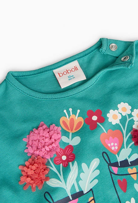 Camisola de malha para bebé menina em verde